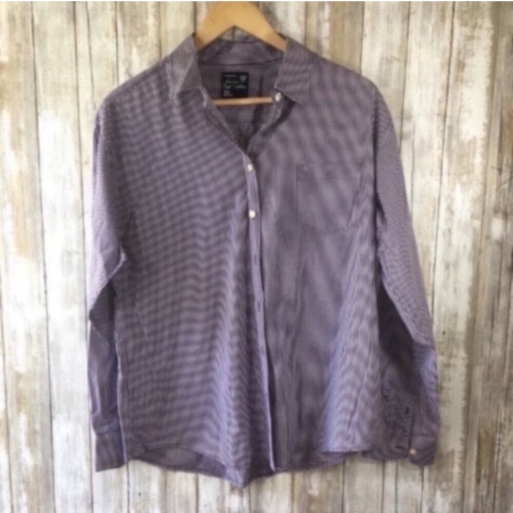 American Eagle Purple Boyfriend Fit Button Down - Picture 1 of 4